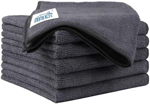 HOMEXCEL Grey Microfiber Cleaning Cloth 6 Pack, 12.5 x 12.5 inch Microfiber Towels for Cars, Ultra Absorbent Car Washing Cloth, Lint Free Streak Free Cleaning Rags for Car, Kitchen, and Window
