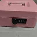 Medium Cash Box with Combination Lock Safe Metal Money Box with Money Tray for Security Lock Box 7.87x 6.30x 3.54Inch Pink Medium