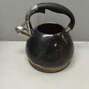 SUSTEAS Stove Top Whistling Tea Kettle - Food Grade Stainless Steel Teakettle Teapot with Cool Touch Ergonomic Handle, With 1 Silicone Pinch Mitt Included, 2.64 Quart(BLACK)