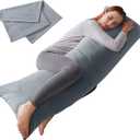 ELNIDO QUEEN Body Pillow with Pillowcase - Soft Long Bed Pillow for Adults - Breathable Full Body Pillow Insert for Sleeping, 20x54inches, Grey