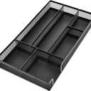 Desk Drawer Organizer, Office Metal Mesh Drawer Divider Organizer Tray with 6 Compartments, Pen Organizer for Desk Drawers Tray Desktop Accessories(COLOR:Black)