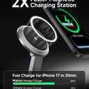3 in 1 Magnetic Wireless Charging Station for Apple Devices,Foldable Wireless Charger Stand for Magsafe iPhone 17 Air 16/15/14/13/12,Apple Watch,AirPod,Wireless Charger Dock with Night Light