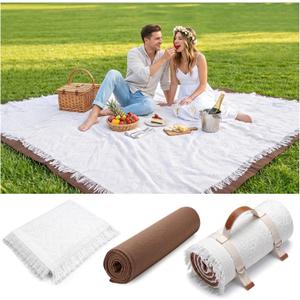 2 In 1 Extra Large Picnic Blanket Beach Mat Rug Registry Wedding Search by Name Registry Must Have Items Newlyweds Newly Wed Married Couple Gifts Bridal Husband Wife Men Women Mr Mrs Anniversary, 70"x70"