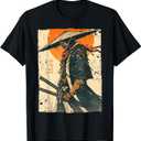 Japan Samurai Warrior Fighter Ukiyo Ink Artwork Samurai T-Shirt (Small, Black)