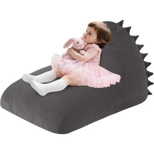 COMAX Bean Bag Chairs for Kids, Dinosaur Kid Beanbag Chair with Filler, Toddler Lounge Bean Chair Corduroy, Lazy Floor Lounger for Girls and Boys Stuffed, Grey (39.4"D x 23.6"W x 23.2"H, Dark Gray Unicorn)
