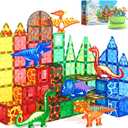 102PCS Dinosaur Toys Magnetic Tiles with 8 Dinosaurs - Jurassic Scenes Dinosaur World Adventure Set, Magnetic Blocks Kids Toys for Boys & Girls Ages 3+, Sensory Toddler Creative Kids Games Gifts