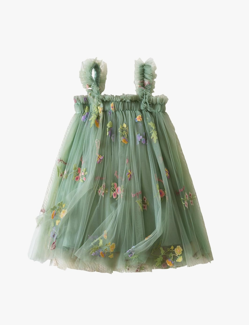 Nileafes Toddler Summer Dress Baby Girl Strap Floral A Line Dress Sleeveless Beach Butterfly Sundress for Toddler Girl 3-6 months
