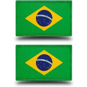 2 Pieces Brazil Flag Tactical Patch | Clear Knitting Embroidered Color | Military Hook and Loop Brazilian Emblem for Caps, Backpack,Vest,Uniform,Clothes, Helmet, Dog Harness