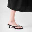 LULLASONG Women's Kitten Heels Sandals Square Open Toe Flip Flop Heels 1.8-2 Inch Heeled Sandals for Women (Size: 7.5, Black)