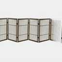 Urnporium Pet Dog Gate Freestanding, Strong Durable Folding Wooden Fence, Portable Acacia Hardwood Safety Barrier for Indoor & Outdoor Use (White Pet Gate, 10 Panel 30" Tall)