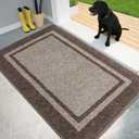 PURRUGS Dirt Trapping Door Mat 34" x 60", Non-Slip/Skid Machine Washable Entryway Rug, Shoes Scraper, Area Rug, Super Absorbent Welcome Mat for Muddy Wet Shoes and Paws, Beige & Grayish Brown