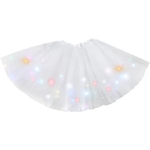 Girl Tutu Skirt, Light Up LED Ballet Tutu Skirt 2-8 Years Fluffy Ballet Dress Up Costume for Kids Party (One Size, White)