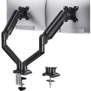 HUANUO Dual Monitor Mount for 2 Monitors up to 32 inches, Each Arm Holds Max 22lbs, Dual Monitor Stand with Advanced System, Height-Adjustable/Tilt/Swivel/Rotate, VESA Standard 75mm or 100mm
