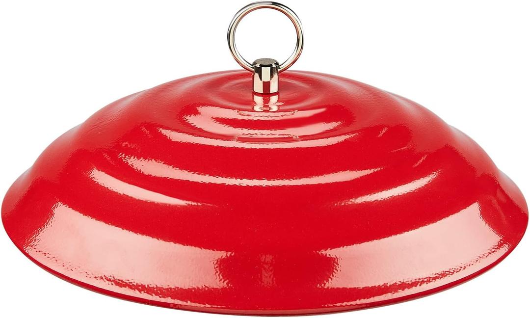 Kingsyard 11.5" Metal Weather Protective Dome, Hanging Squirrel Baffle for Outdoor Bird Feeders, Heavy-Duty Rain Guard Cover, Chew-Proof & Rustproof, Red