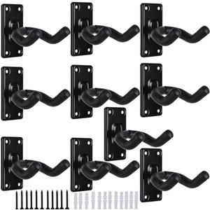Sound harbor Guitar Wall Mount 10 Pack, Guitar Hangers for Wall Sturdy Metal Guitar Hook Stand Wall