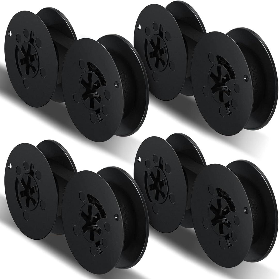 Seajan 4 Pairs Universal Dual Shaft Typewriter Ribbon Vintage Typewriter Ribbon, 1/2 Cloth for Most Machines(Black)