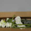 34.5" White Artificial Flowers Silk Fake Flower 3Pcs Eustoma Lisianthus Flowers with Long Stem Faux Flowers Arrangement Branch with 4 Heads for DIY Wedding Party Centerpiece Bouquet Table Home Decor