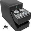 Center Console Organizer for Minivans, SUVs & Middle Van Seats - Floor-Mounted Lockable Storage Box with Dual Cup Holders, Ideal for Vehicle Interior