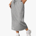 SOFIA'S CHOICE Women's Midi Skirt Drawstring High Waist Sweat Skirts with Pockets S