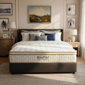 Bestier Mattress with Memory Foam & Individual Springs, Luxury Tencel Mattress for Cool Sleep and Pressure Relief, Mattress in a Box, Medium Firm, CertiPUR-US Certified (8 Inch, Twin)