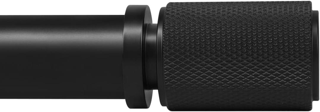 Ivilon Curtain Rods for Windows - Diamond Knurled End Cap, 1 inch Diameter, Telescoping Adjustable Curtain Rod, 72 to 144 Inches. Color Black