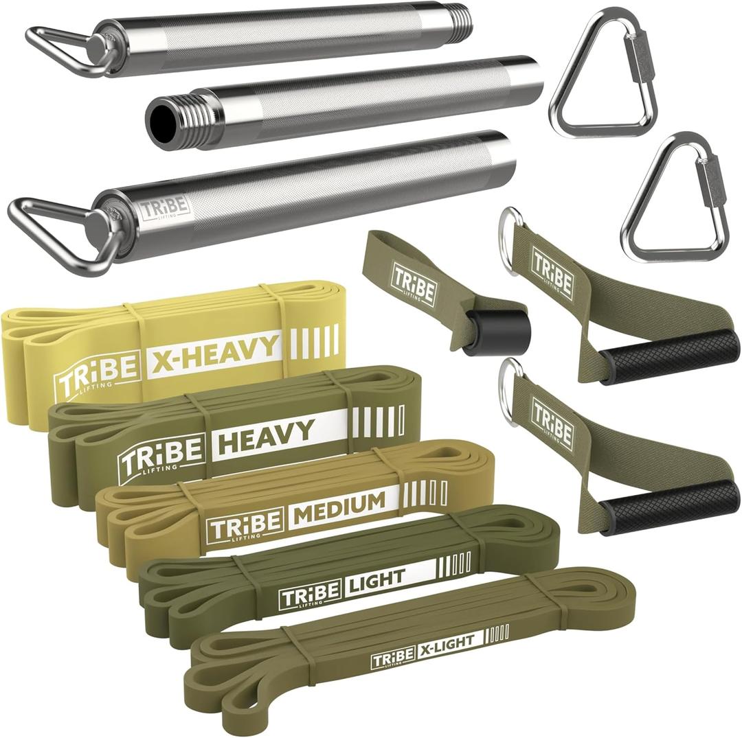 Long Resistance Bands for Working Out Men and Women - Set of 5 Pull-Up Bands, Rubber Handles and Door Anchor - Workout Bands Resistance for Men - Exercise Bands Resistance Bands Set