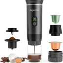 Portable Coffee Maker Espresso Machine Small Electric Battery Operated Coffee Cup Mini Espresso Machines Self-Heating Car Travel Espresso Pod Maker, 3-IN-1 Ground Coffee & NS Capsule Hiking Camping