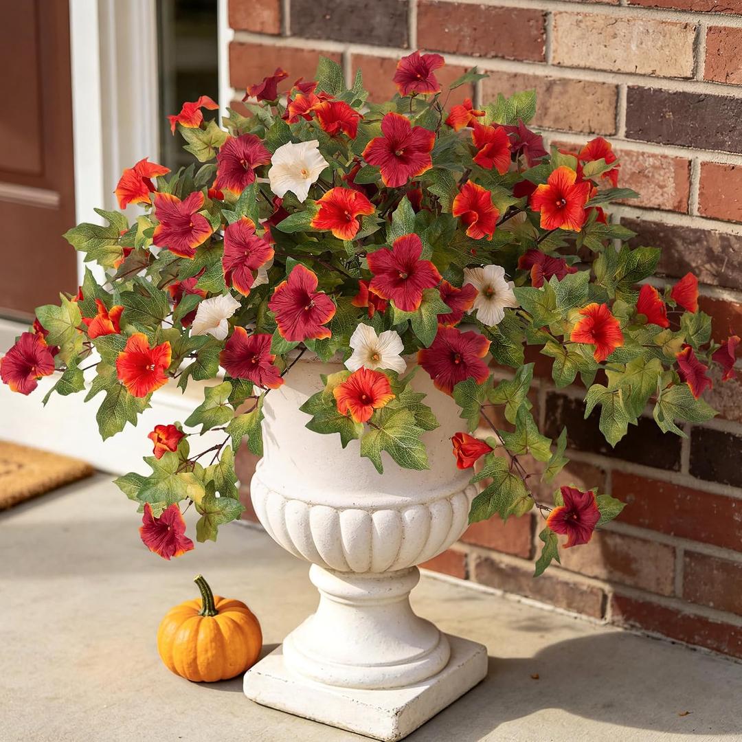 Ammyoo Artificial Fall Flowers Fake Petunias Plants for Outdoor Decoration