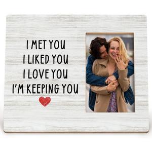 Valentines Couples Love Picture Frame, Valentines Couple Gifts for Him Her, Love Picture Frames for Couples, I Met You I Liked You I Loved You I'm Keeping You Picture Frames for 4x6 Photos
