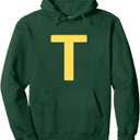 Letter T Funny Group Matching Halloween Costume Pullover Hoodie (Green)