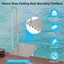 Folding Boat Boarding Platform with Handrail Anti-Rust Dock Steps for Lake, 500lbs Capacity, Non-Slip Surface, Ground Lock & Bumper Strip Dock Ramp for Boats, Pontoons, Yachts