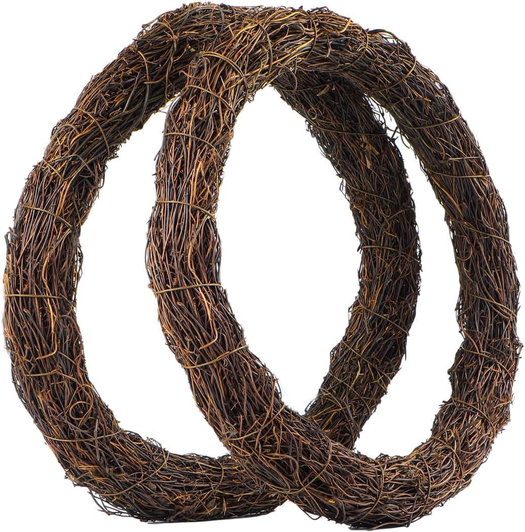 Natural Grapevine Wreath for Crafts - 14 Inch Round Rattan Twig Wreath Base - DIY Wreaths Making Supplies for Decor - 2 Pack