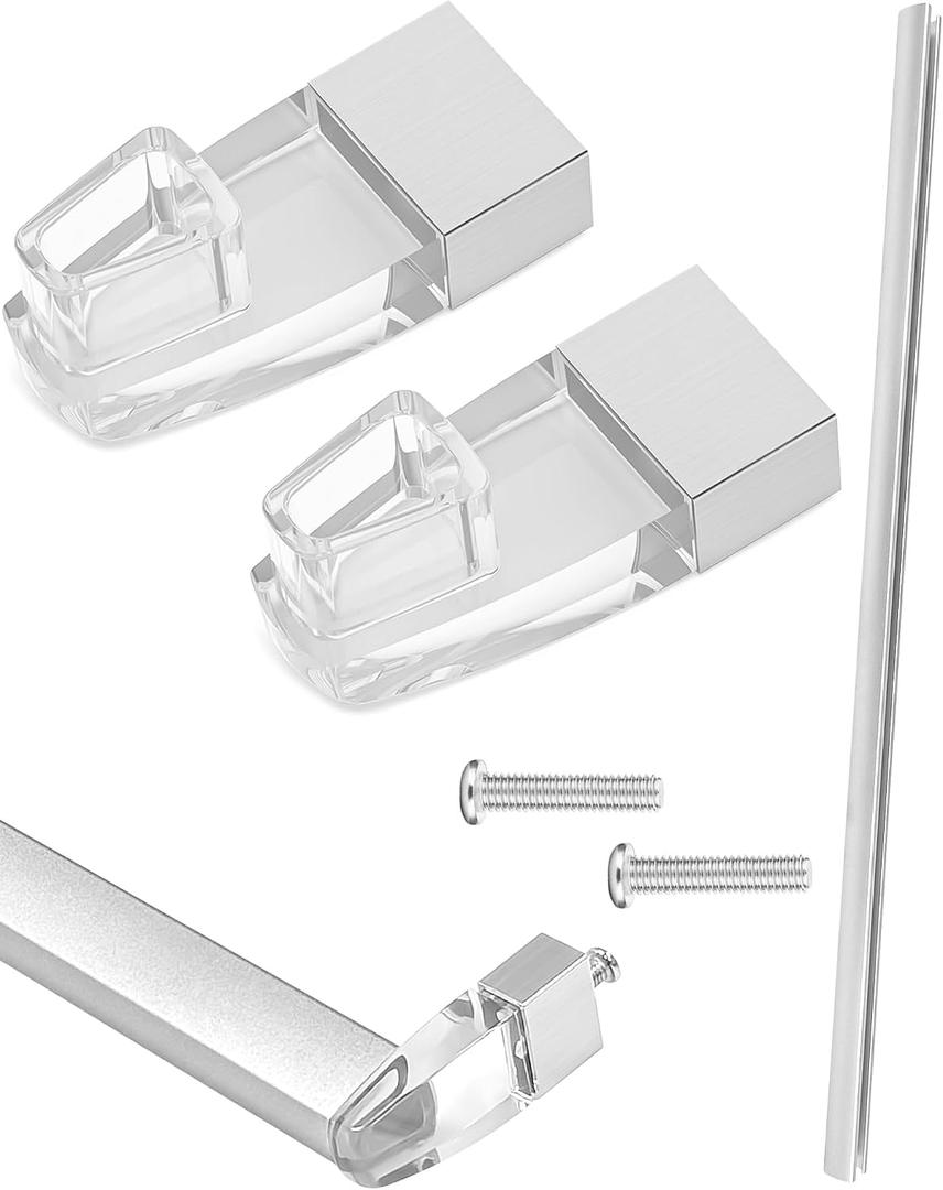 IWIWE 25" Long Chrome Framed Sliding Shower Door Towel Bar Kit - Clear Acrylic Brackets with Bright Chrome Sleeve, Replacement for Alumax/Basco Framed Sliding Glass Shower Door Towel Rod