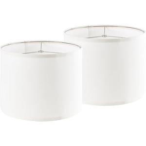 PAPAYA Set of 2 Cream White Lamp Shades Large Durm Lampshades 16" Top x 16" Bottom x 12" High (Spider）Modern Lampshade for Table and Bedside Lamp