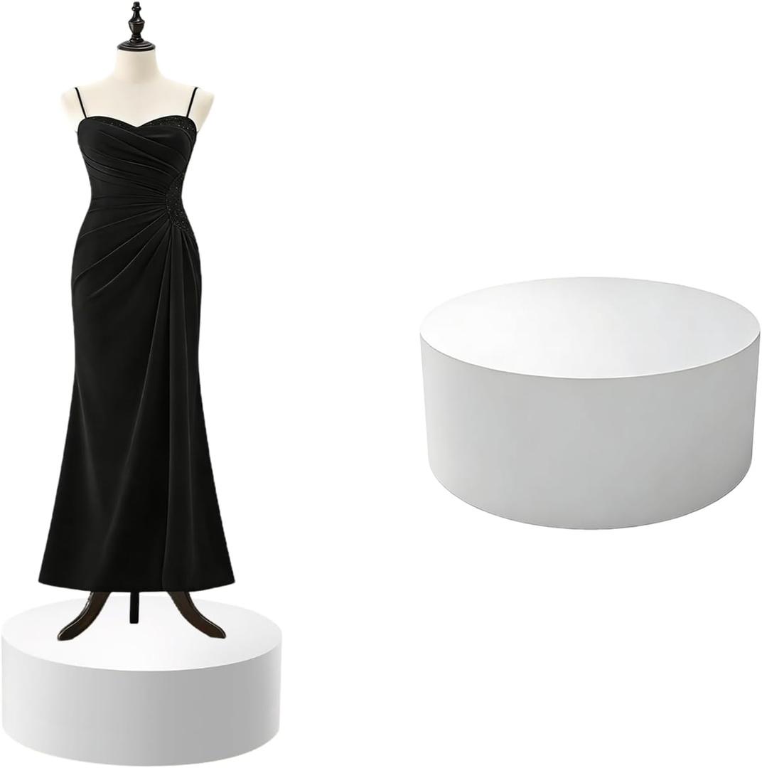 Jueraori Round Mannequin Display Pedestal Stands, Bridal Shop Cylinder Plinth Raiser Table, Party Event Decor Platform Base Stands For Model Jewelry Display Home Boutiques (white, 19.7x7.9in)