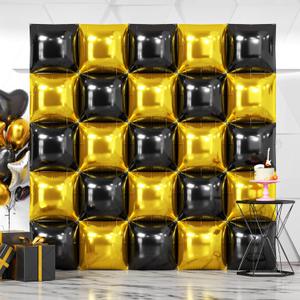 NISOCY 25PCS Black Gold Square Foil Balloons Wall Backdrop Double Sided Metallic Black Gold Balloons Arch Kit for 2026 New Year Graduation Anniversary Birthday Engagement Bridal Party Decorations