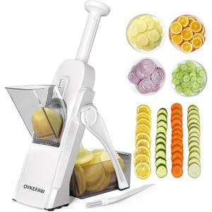 Safer Mandoline Slicer For Kitchen, Potato Slicer for Chips, Vegetable & Food Cutter, Thickness Adjustable 0.1-8 mm, Kitchen Faster Slice Artifact (Only Slicer) (White)
