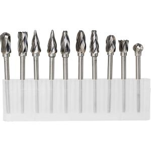 1/8 inch Carbide Burr Set - 10pcs Aluma Cut Carbide Rotary Burrs for Aluminum 3mm Shank Fits Die Grinder Drill for Woodworking,Drilling, Aluminum Craving,Engraving, Polishing