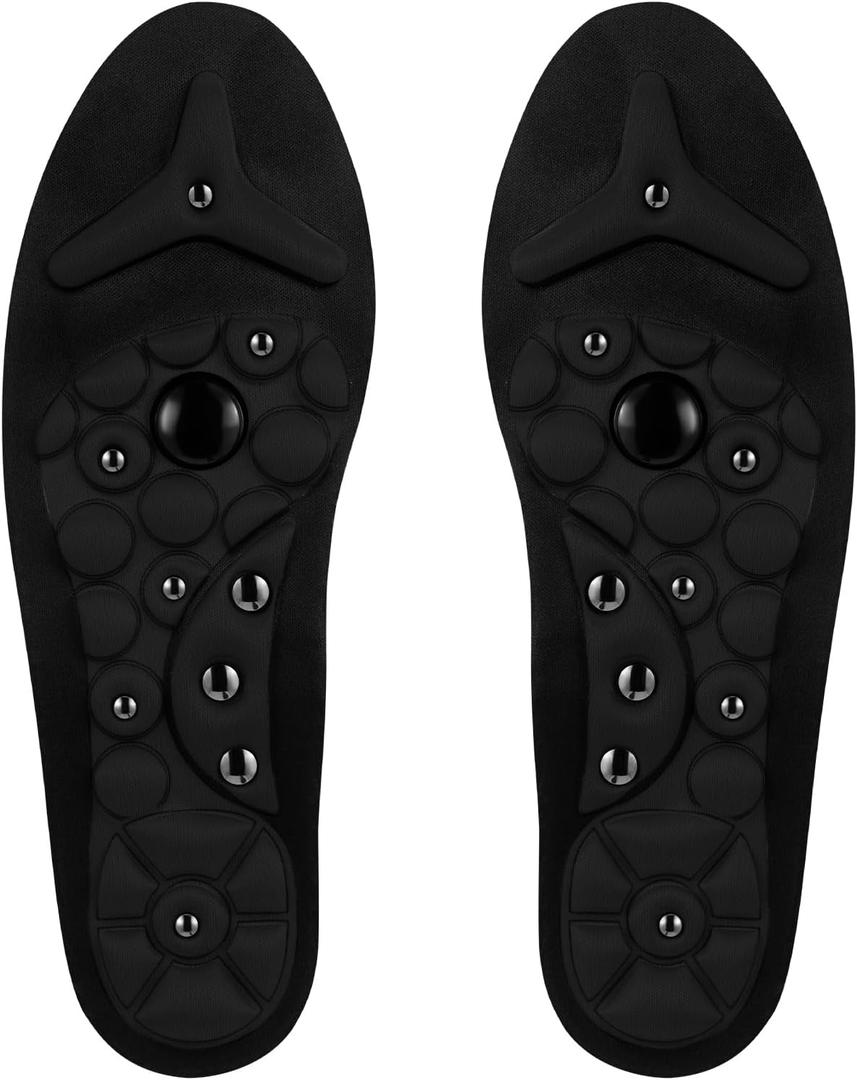 Glitopper Acupressure Magnetic Insoles Orthopedic Massage Insoles with Magnetic Technology Shock Absorption Arch Support Helps Blood Circulation and Relieve Fatigue (Black,L(Men 12-15/Women 13-16))