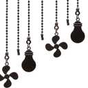 Ceiling Fan Pull Chain Set, 4 Pieces Bulb and Fan Pattern Pull Chain Extension, 12 Inch Chain Extender With Ball Chains Connector (ORB)