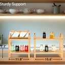 Bamboo Cabinet Organizer Set (2) - Counter Shelf Organizer & Bamboo Organizer Bins Fit, Expandable Cabinet Shelf Organizer for Kitchen Counter/Bathroom - Useful Home & Housewarming Gift(Medium) (11.8"W, Natural)