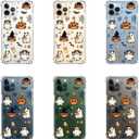 Spooky Halloween Case for iPhone 13 Pro, Slim Clear Cover with Cute Pumpkin & Ghost, Soft Touch Shockproof Bumper, 6.1" Protective Case