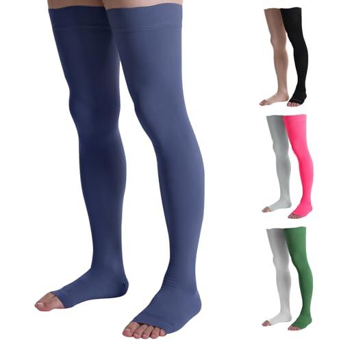 Doc Miller Thigh High Compression Socks - Open Toe, 20-30mmHg for Varicose Veins, Calf, Leg & Ankle Support, Pregnancy & Maternity Stockings, Small to Plus Size