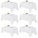 Fitable White Tablecloths for Rectangle Tables, 5 Pack - 70 x 120 Inches - Reusable and Washable Table Clothes for 6-8 Ft Tables, Polyester Fabric Table Covers for Wedding, Party, Banquet