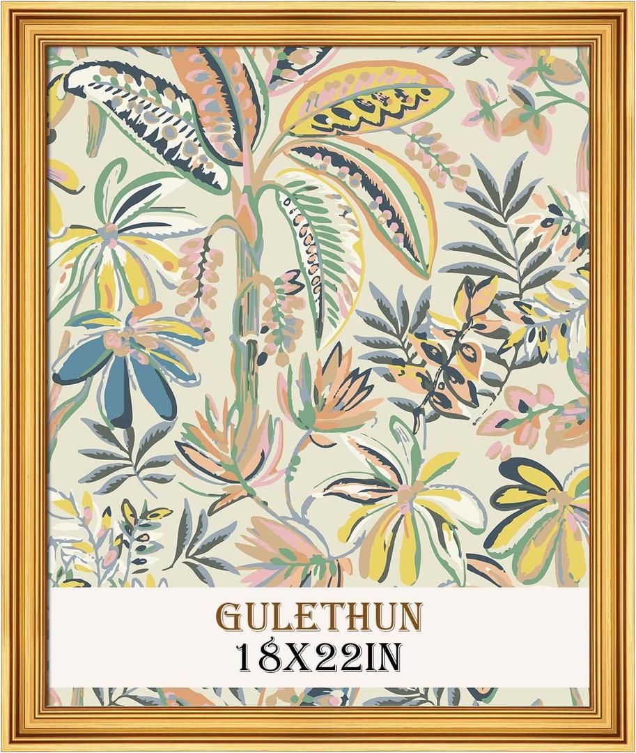 GULETHUN 18x22 Frame, Transitional Modern Design Picture Frames, 18 by 22 Rustic Poster Frame for Home Decor, Gold Vintage Photo Frame, Horizontal or Vertical Display, Choose Size & Color