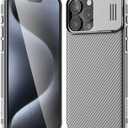 Nillkin for iPhone 15 Pro Case with Sliding Camera Cover, Slim Shockproof Protective Phone Case, [Upgraded Lens Protection], [Hard PC+TPU Bumper], [Anti-Fingerprint], 6.1" 2023, Gray Titanium