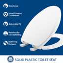 Bemis Aurora Slow Close Toilet Seat, Easy Clean Hinges and Adjustable Perfect Fit Plastic Seat, Made in USA, Elongated, White