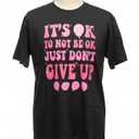 SHENHE Women's Short-Sleeve T Shirts Letter Print Oversized Top Graphic Tees Loose Casual Summer Tops (Large, Black & Pink)