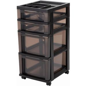 IRIS USA 4-Drawer Rolling Storage Cart with Wheels, Black/Gray