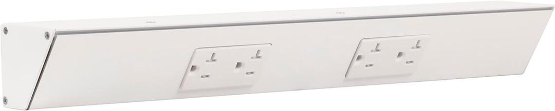18" White TR Angle Power Strip, White receptacles
